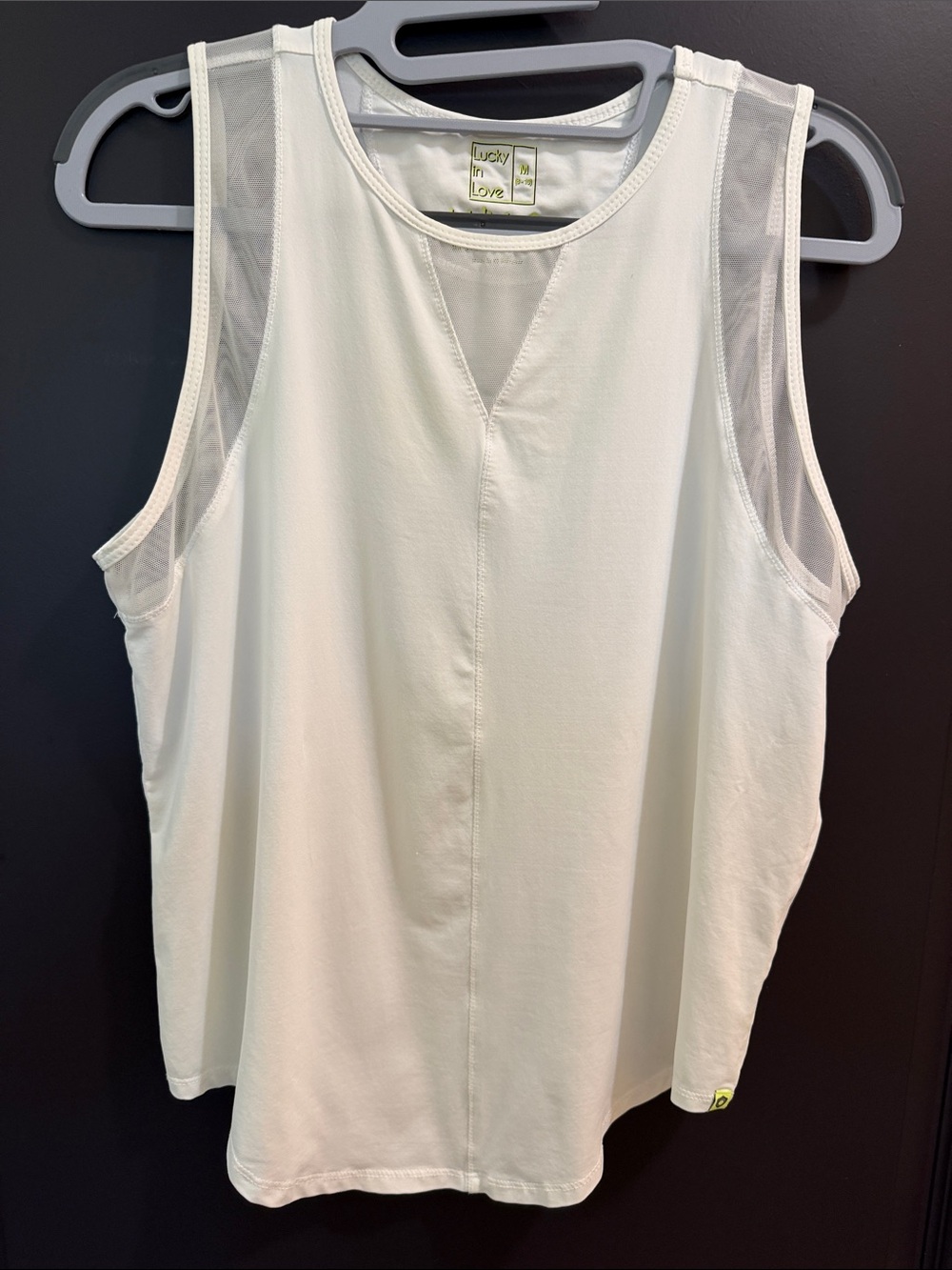 Lucky in Love White Mesh-Trim Chill Out Tank